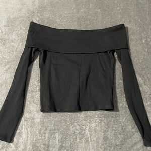 Folded over long sleeve crop tops